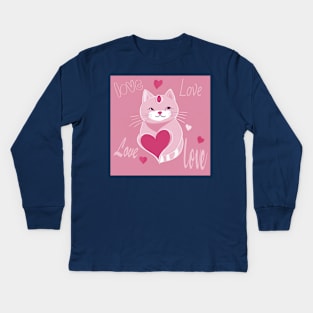 I Love My Cat Kids Long Sleeve T-Shirt